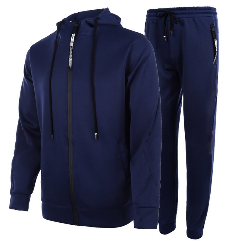 Custom Logo Men Sports Activewear Striped Long Sleeves Hoodies Pants 2 Piece Gym Suit Windproof Skin Friendly Jogger Set