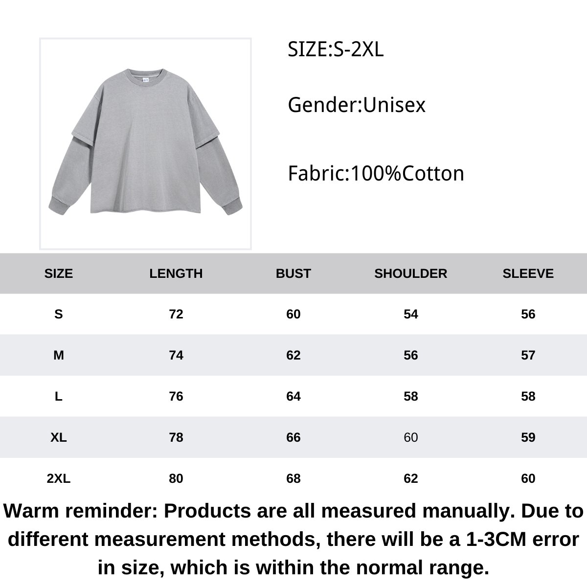Custom 345G 100% Cotton Sleeved Loose Edge Round Neck Long Sleeve T-shirt Vintage Washed Double Layered Sleeve Sweatshirt