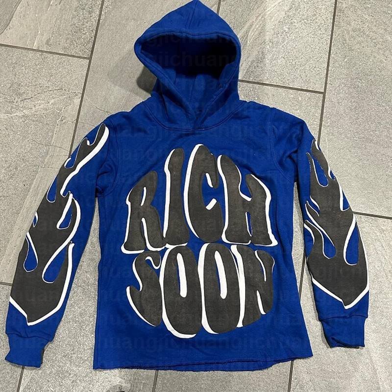 Y2K Men's Hoodies 100% Cotton Pullover Sweatshirts Streetwear Puff Printing Heavyweight Hoodie for Men