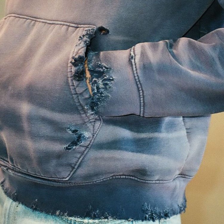Custom heavyweight 500 gsm distressed washed vintage men's loose oversized boxy cropped men's acid faded ripped off hoodie