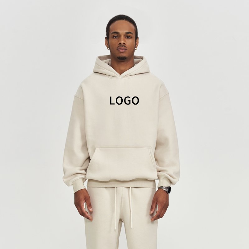2024 Autumn/Winter Collection Hot Selling 350Gsm Velvet Hoodie Men Customizable Printed Solid Color Loose Thick Pullover Pocket