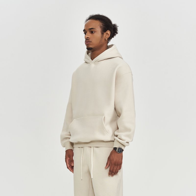 2024 Autumn/Winter Collection Hot Selling 350Gsm Velvet Hoodie Men Customizable Printed Solid Color Loose Thick Pullover Pocket