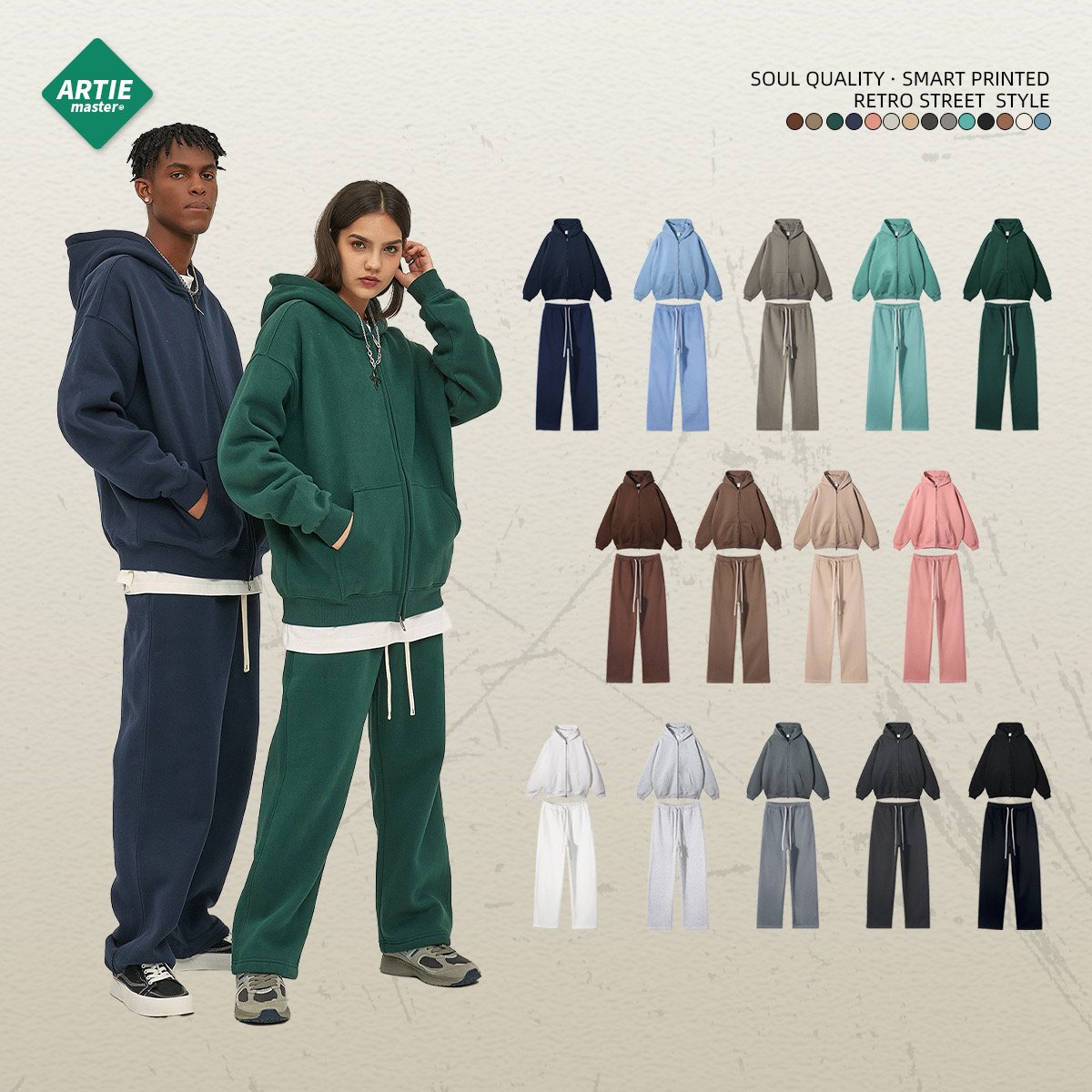 Custom Fleece Hoodie 450G Heavyweight Embroidery Graphic Cotton Zipper Hoodies Acid washed Print Zip Up Hoodie Men
