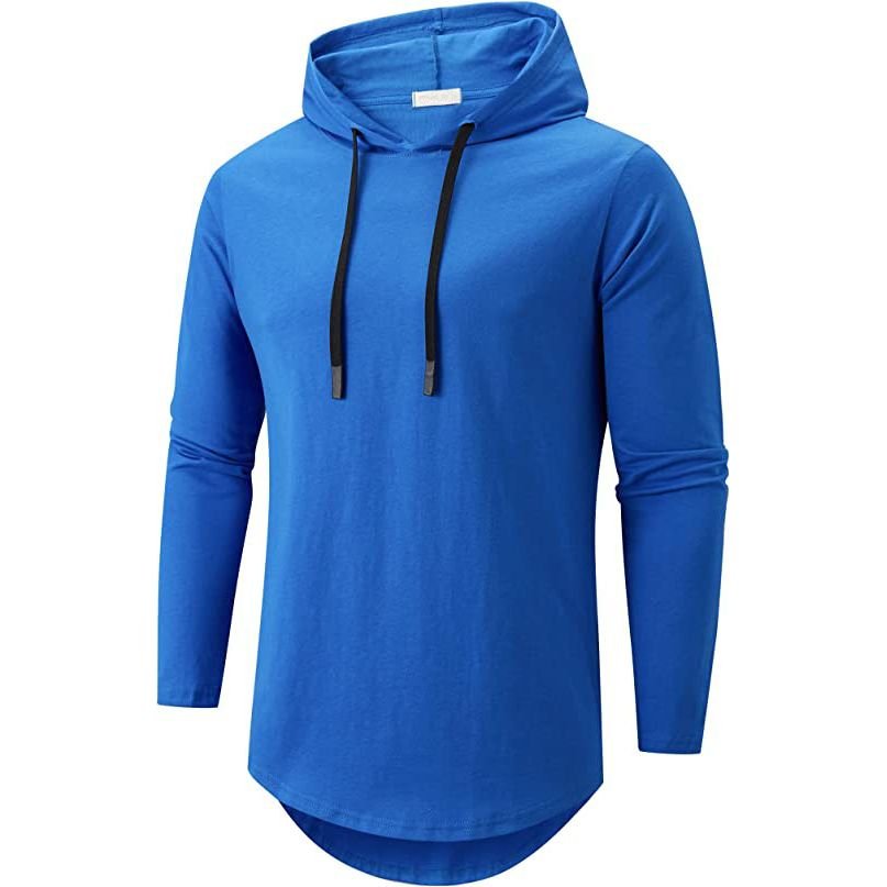 Customized Solid Color Men's Hoodie Regular Fit Pullover Hooded Curved Hem Streetwear Casual Sports Pockets Hoodies For Men