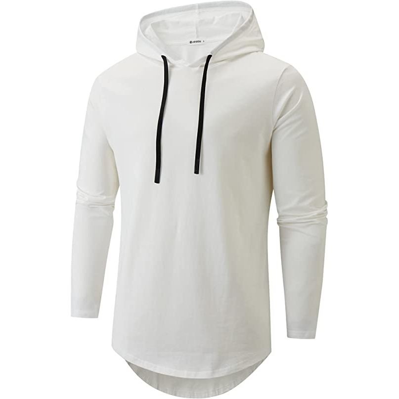 Customized Solid Color Men's Hoodie Regular Fit Pullover Hooded Curved Hem Streetwear Casual Sports Pockets Hoodies For Men