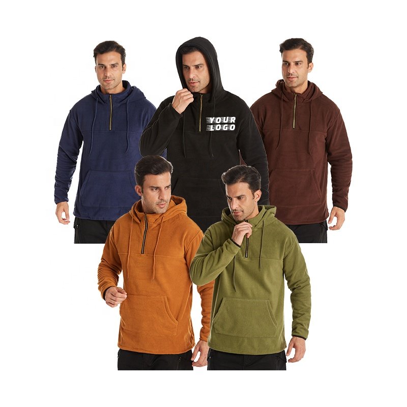 Top Winter Double-Sided Fleece Men's Hoodies Hip Hop Workout Heavyweight Casual Hoodies Custom Logo Men's Solid Color Hoodies