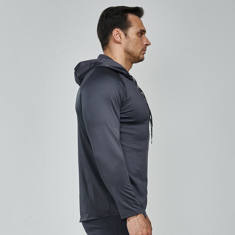 Hooded sweater winter fitness clothes warm leisure sports long-sleeved running Shirt men training fleece gym clothes custom logo