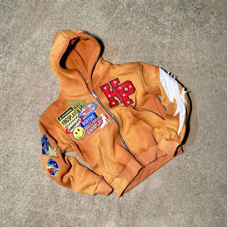 Custom Manufacturer Cropped Men Vintage Zip Up Embroidery 500GSM Heavyweight Distressed Applique Patch Stone Acid Wash Hoodie
