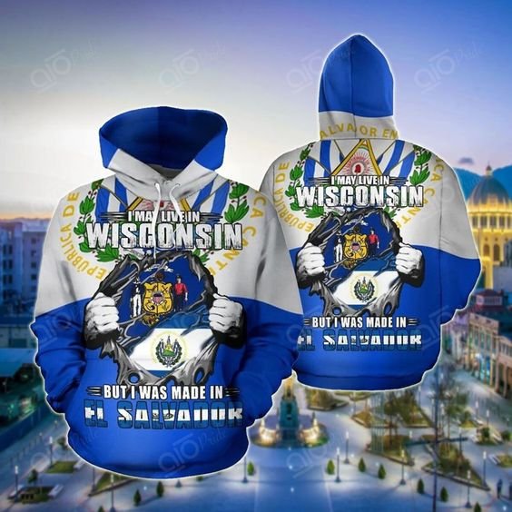 Custom El Salvador Independence Day Design Men's Hoodie El Salvador Flag Print Full Print Fall Hoodie