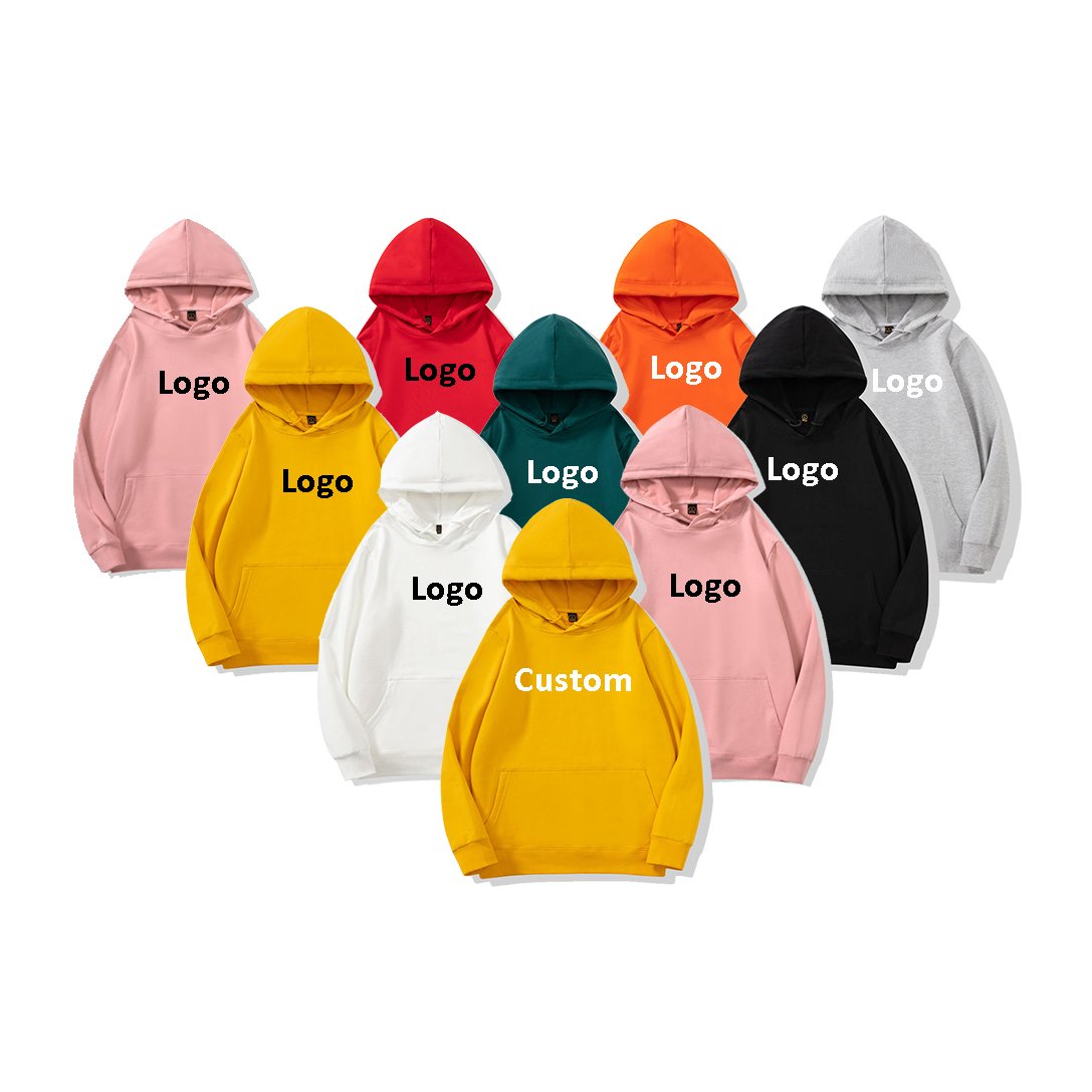 DTG printing embroidery screen printing customized logo hoodie 95% cotton 5% spandex men's and women's pullover plain hoodie