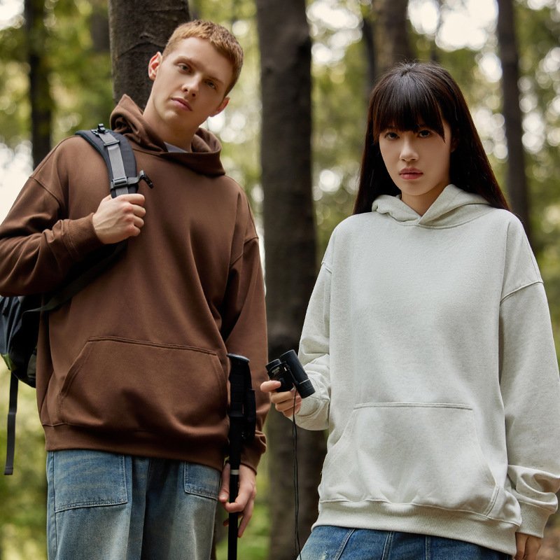 high quality oversized drop shoulder hoodie stringless heavy weight cotton stringless men's hoodie