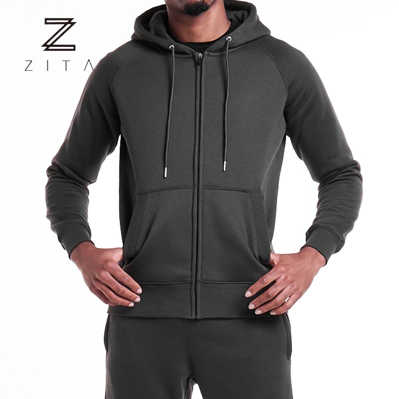 Blank Custom Full Zip Up Hoodie zipper hoodies Cotton Polyester French Terry Heavyweight Slim Fitness Zip Up Hoodie