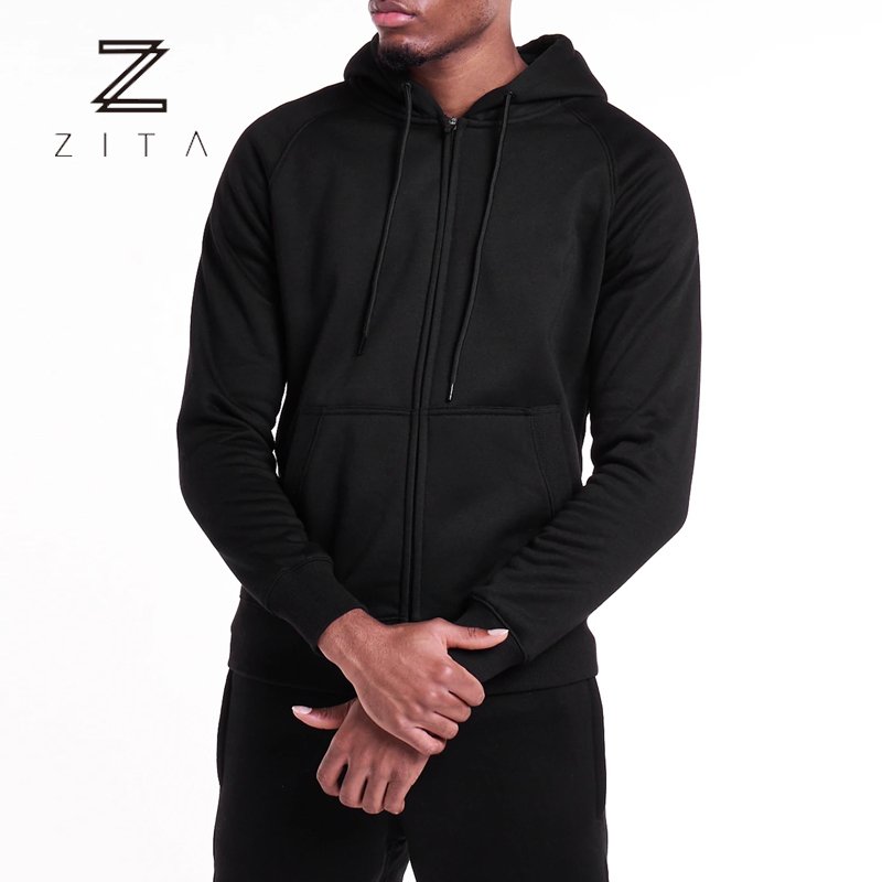 Blank Custom Full Zip Up Hoodie zipper hoodies Cotton Polyester French Terry Heavyweight Slim Fitness Zip Up Hoodie