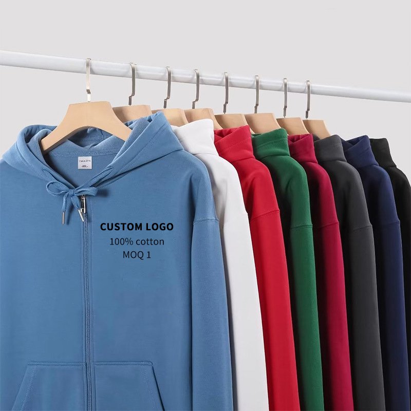 men's hoodies full zip up custom print logo hoodie men gym high quality large size hoodies and sweatshirts for men