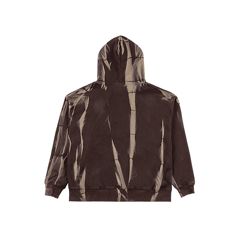 American retro fashion tie dye gradient hoodie, high-quality hooded heavyweight 100% cotton men's pullover hoodie
