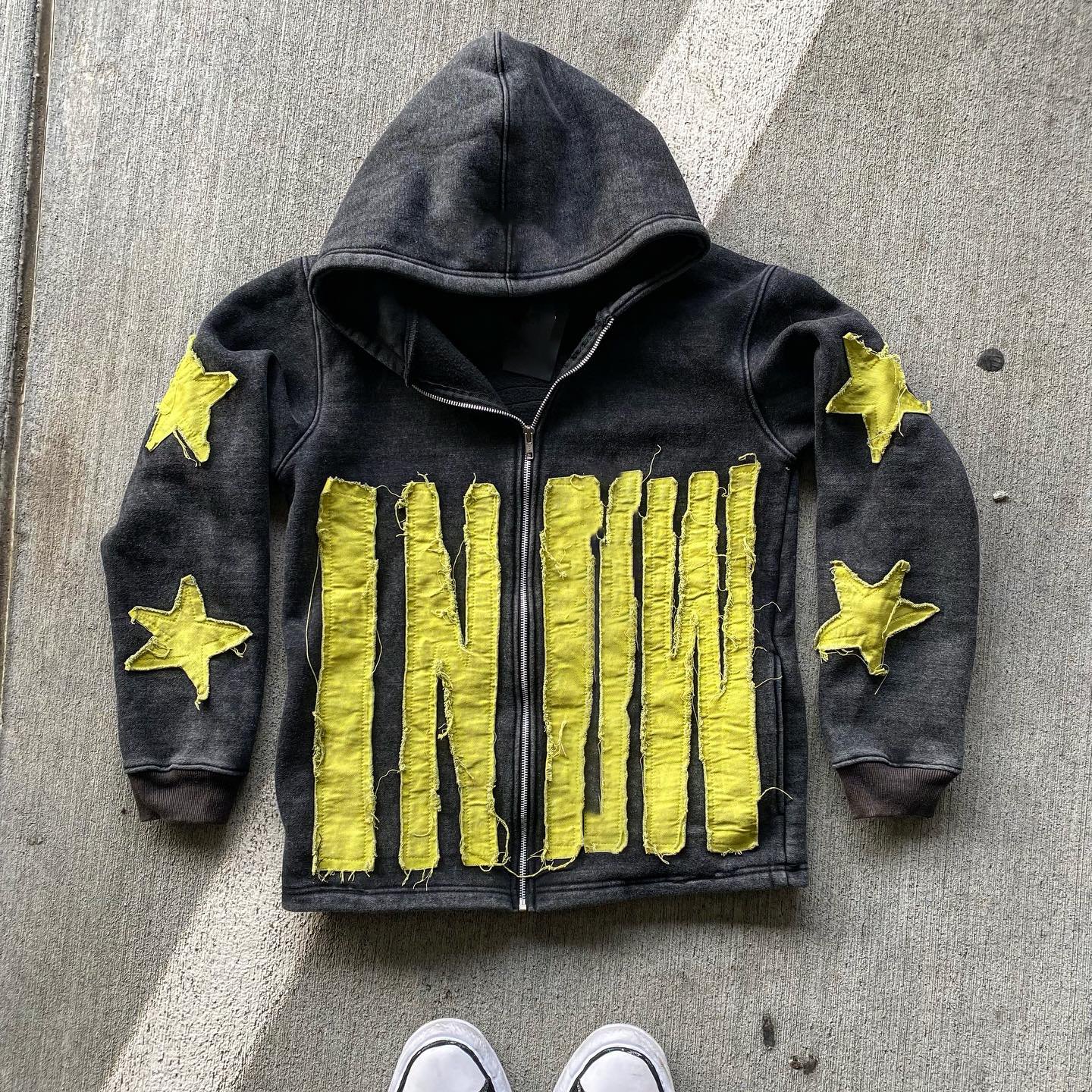 Customized Men's Zipper Distressed Embroidery Hoodie High Quality Heavy Weight French Terry Pullover Unisex Zipper Hoodie