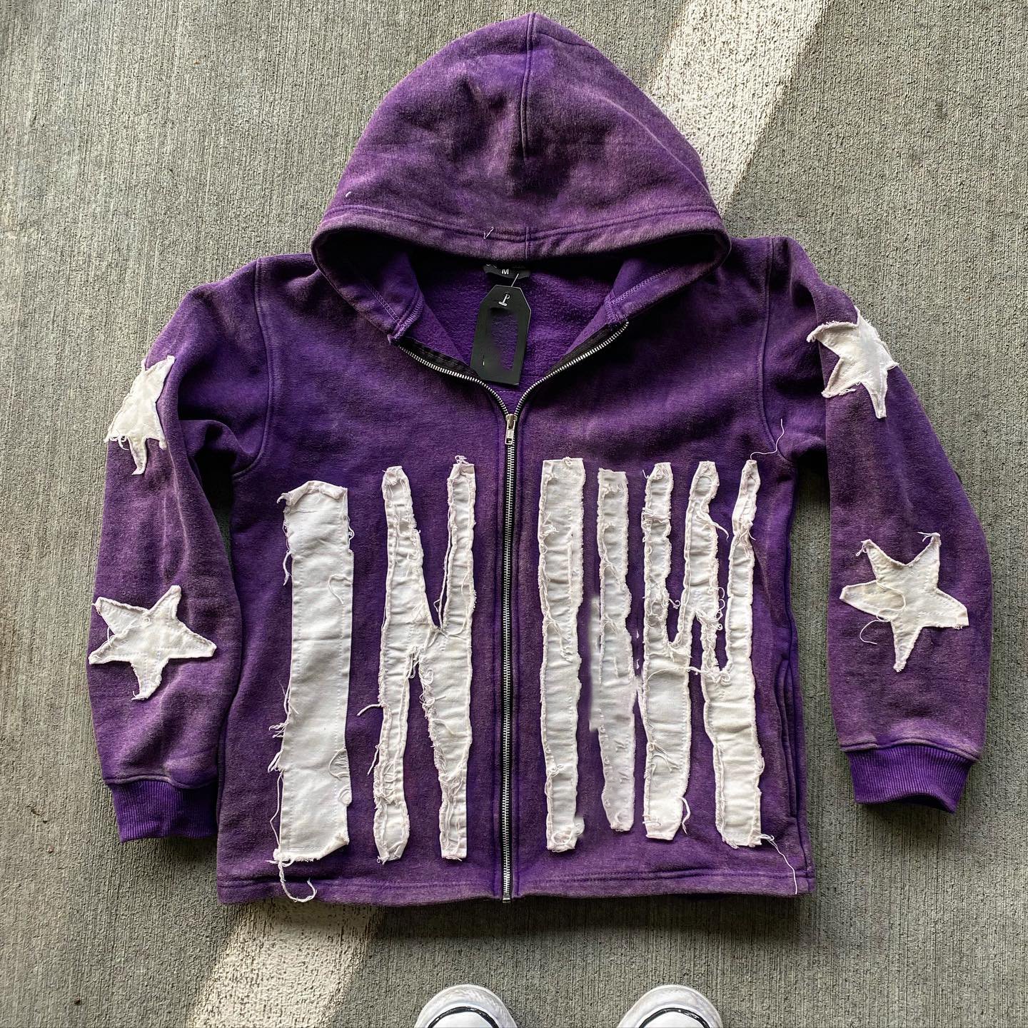 Customized Men's Zipper Distressed Embroidery Hoodie High Quality Heavy Weight French Terry Pullover Unisex Zipper Hoodie