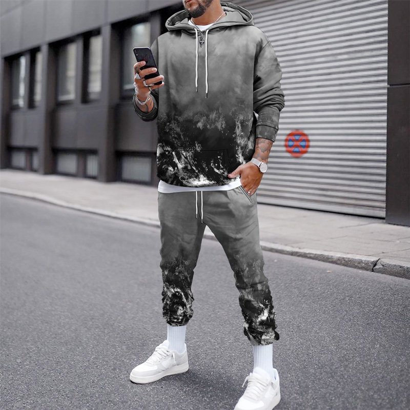 Wholesale High Quality Men Clothing Custom Made Pattern Men'S Hoodies Two-Piece Suit Men'S Printed Hoodie