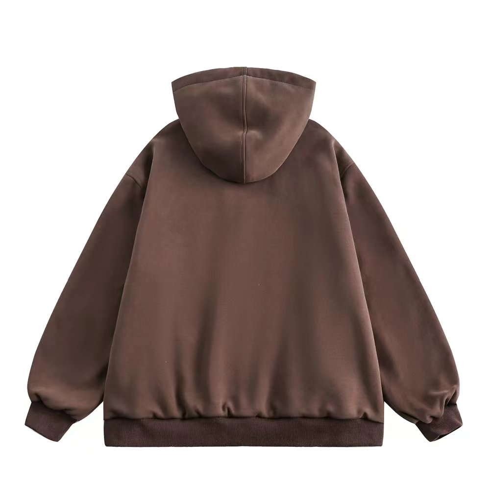 Wholesale plaid reversible sweatshirt high street loose casual sports oversize zipper up hoodie for men