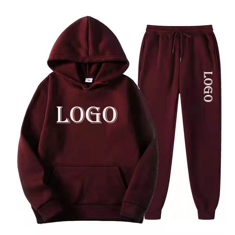 Custom men's hoodies Fitted Cotton Logo Sweatpants And Hoodie Set men sweatsuits unisex sets bluk