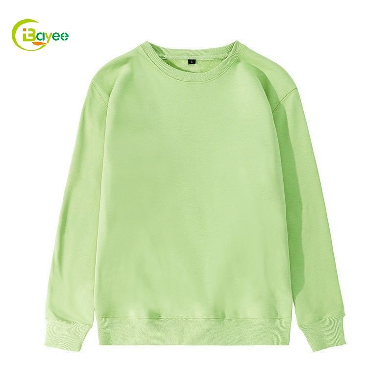 Custom 600Gsm Fleece Lined Green Long Sleeve Mens Hoodies & Sweatshirts Thick Oversized Crew Neck Blank Sweatshirt For Printing