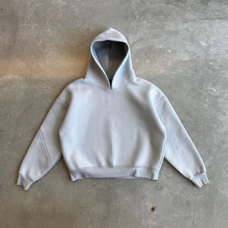 Navy blue heavy weight 100% soft combed cotton high quality oversized thick 450 gsm blank cropped hoodie men