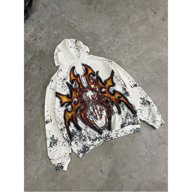 Wholesale High Quality Heavyweight Custom LOGO Full Print Cotton Oversized Streetwear Vintage Washed Men's Hoodies&Sweatshirts