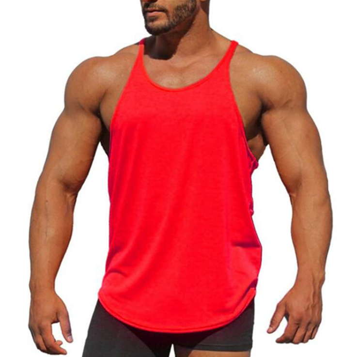 2020 Hot Sale Big Solid Color Custom Men's Sports Vest Cotton Fitness Thin Back Camisole Men's T-shirts