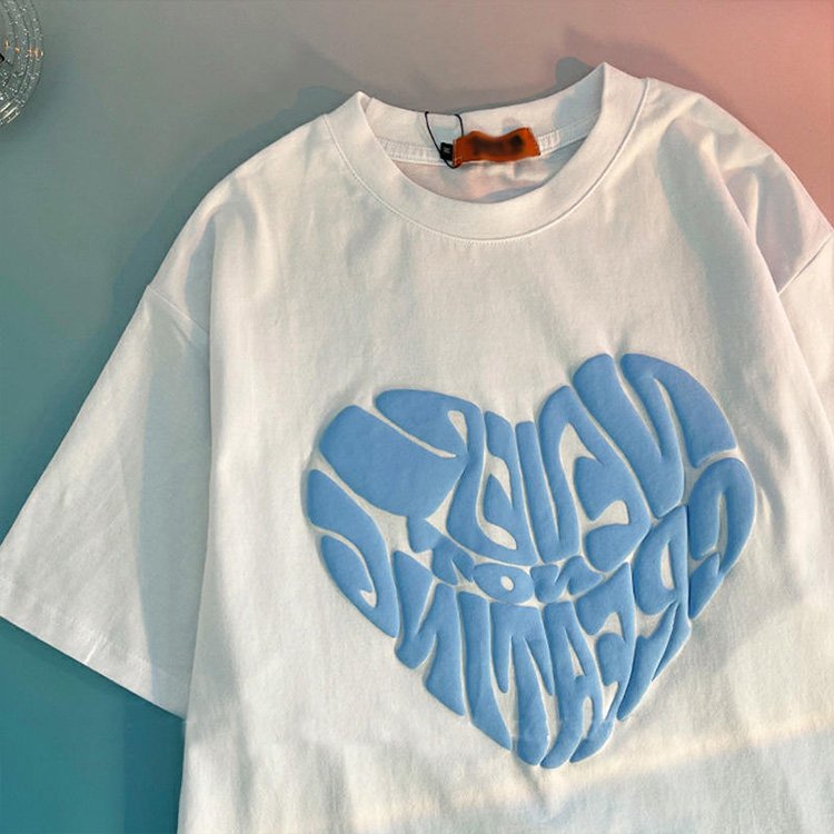 High quality custom unique t shirt puff print plain 100% cotton men's t-shirts 3d puff print t shirt with your own logo