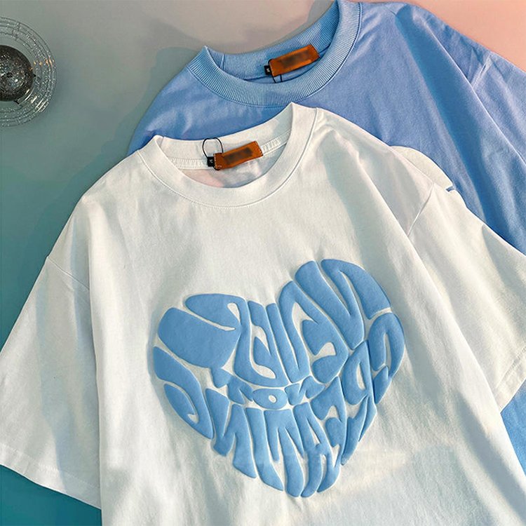 High quality custom unique t shirt puff print plain 100% cotton men's t-shirts 3d puff print t shirt with your own logo