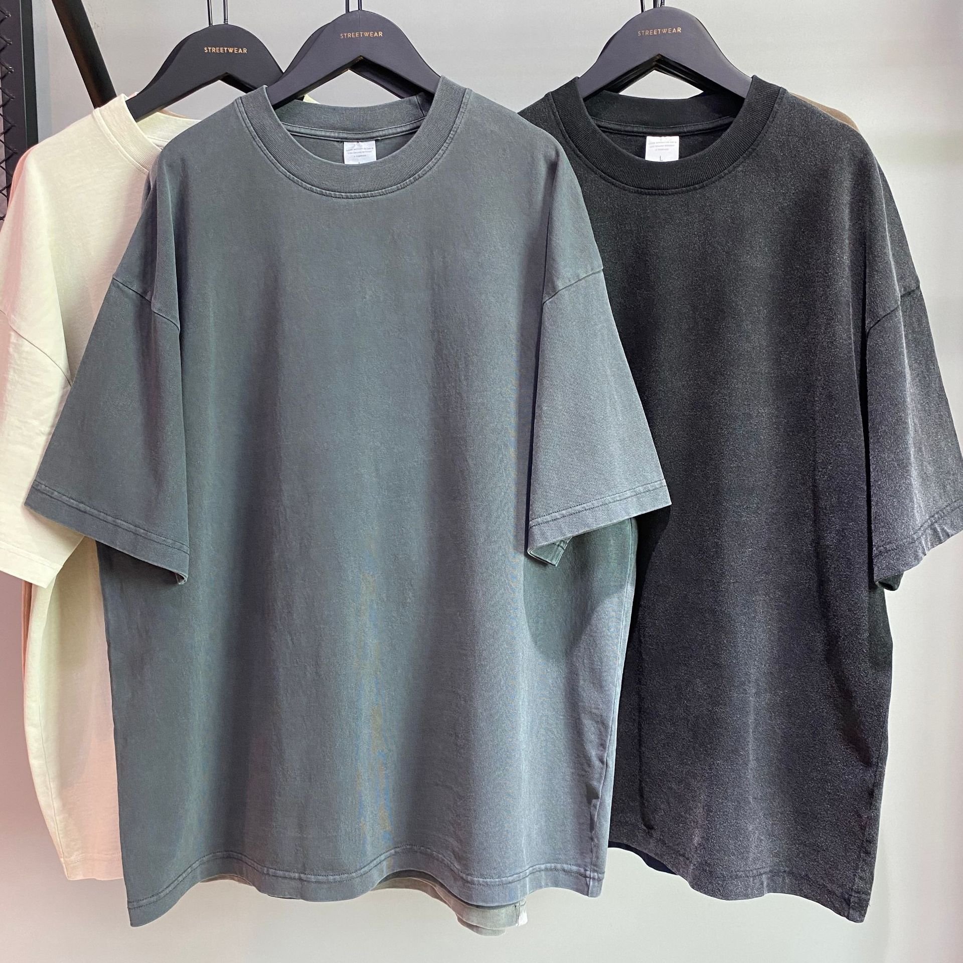 Men's Heavyweight Cotton Oversized Vintage Washed Tee Printed Blank Acid Washed Blank Graphic Tee Vintage Style tshirt for men