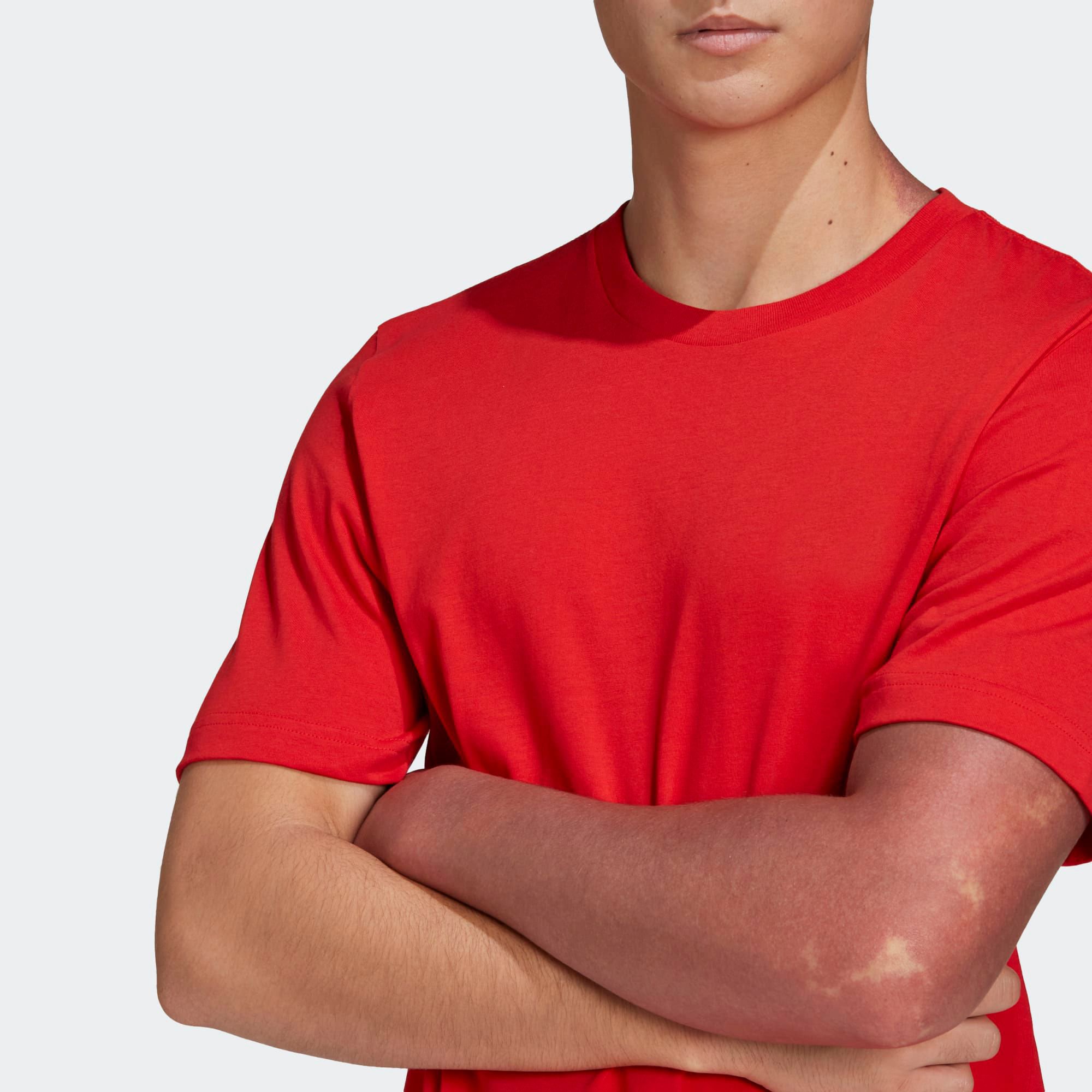 Vivid Red Men's Essentials T-Shirt - Regular Fit, Ribbed Crewneck, 100% Cotton Single Jersey, Short Sleeves