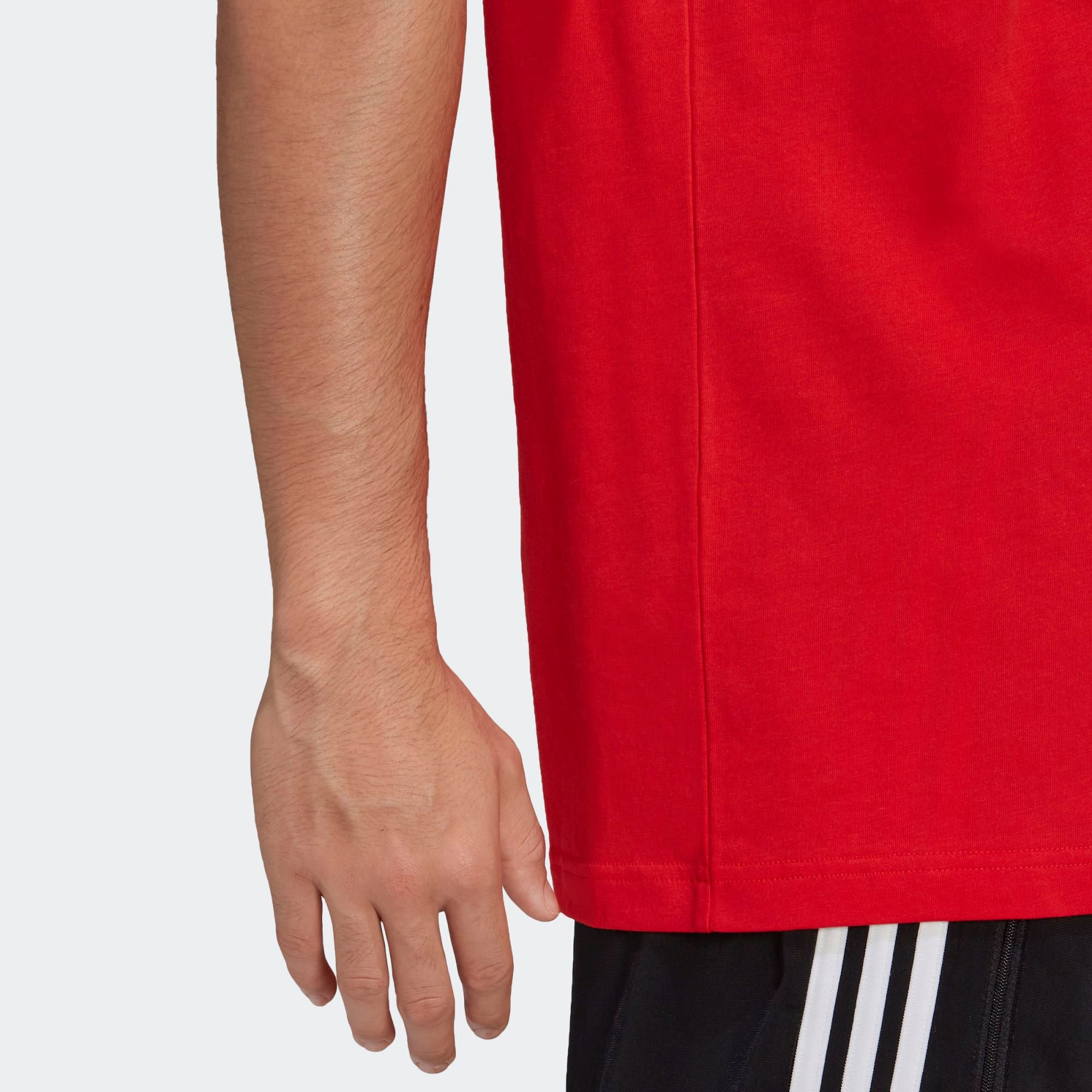 Vivid Red Men's Essentials T-Shirt - Regular Fit, Ribbed Crewneck, 100% Cotton Single Jersey, Short Sleeves