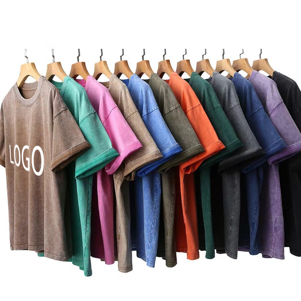 230g Vintage Unisex Acid Wash Cotton Jersey T-shirt Trendy Streetwear with Short Sleeves and O-Neck Loose Fit Distressed Tee