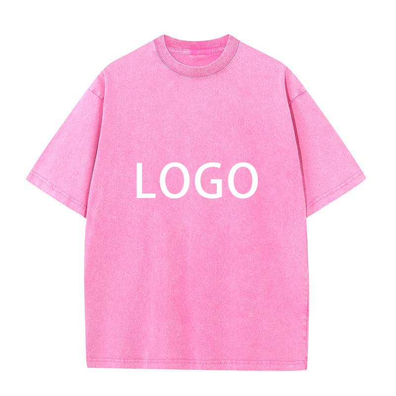 230g Vintage Unisex Acid Wash Cotton Jersey T-shirt Trendy Streetwear with Short Sleeves and O-Neck Loose Fit Distressed Tee