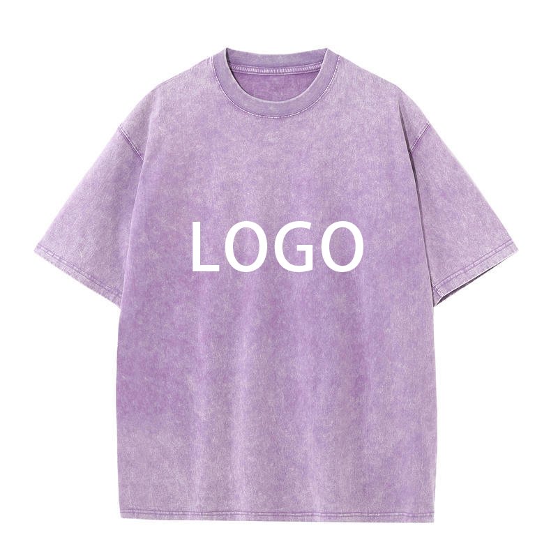 230g Vintage Unisex Acid Wash Cotton Jersey T-shirt Trendy Streetwear with Short Sleeves and O-Neck Loose Fit Distressed Tee