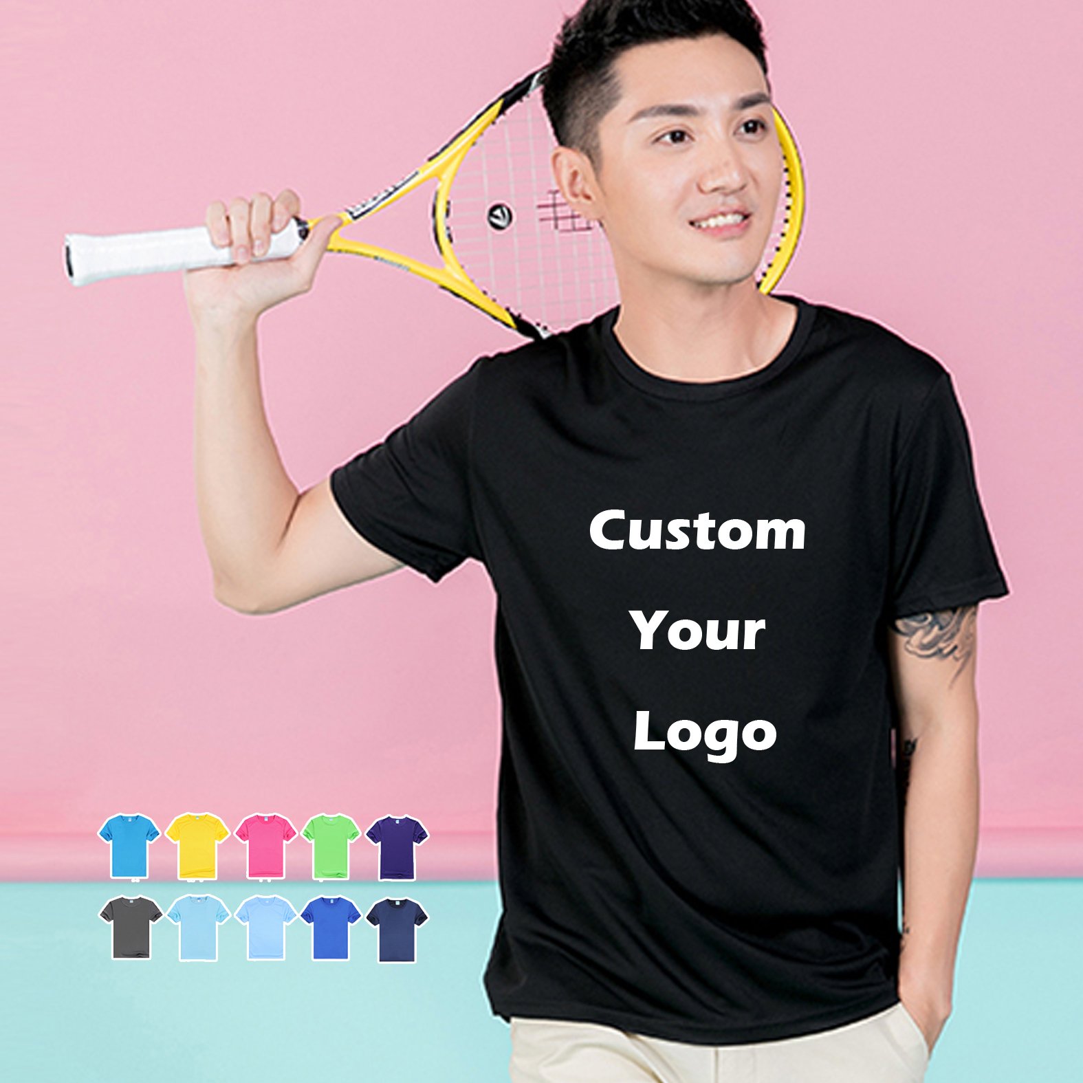100% Polyester Men's Tee Shirt Custom Printed Pictures Sublimation Logo Quick Dry Tshirts Unisex Casual t-shirts For Men