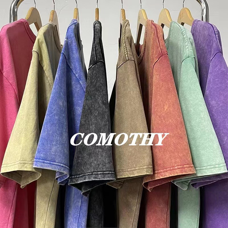 Wholesale 100%Cotton 250G Heavy Washed Solid Color T-Shirt plus size Men's Short Sleeve Oversize tshirt