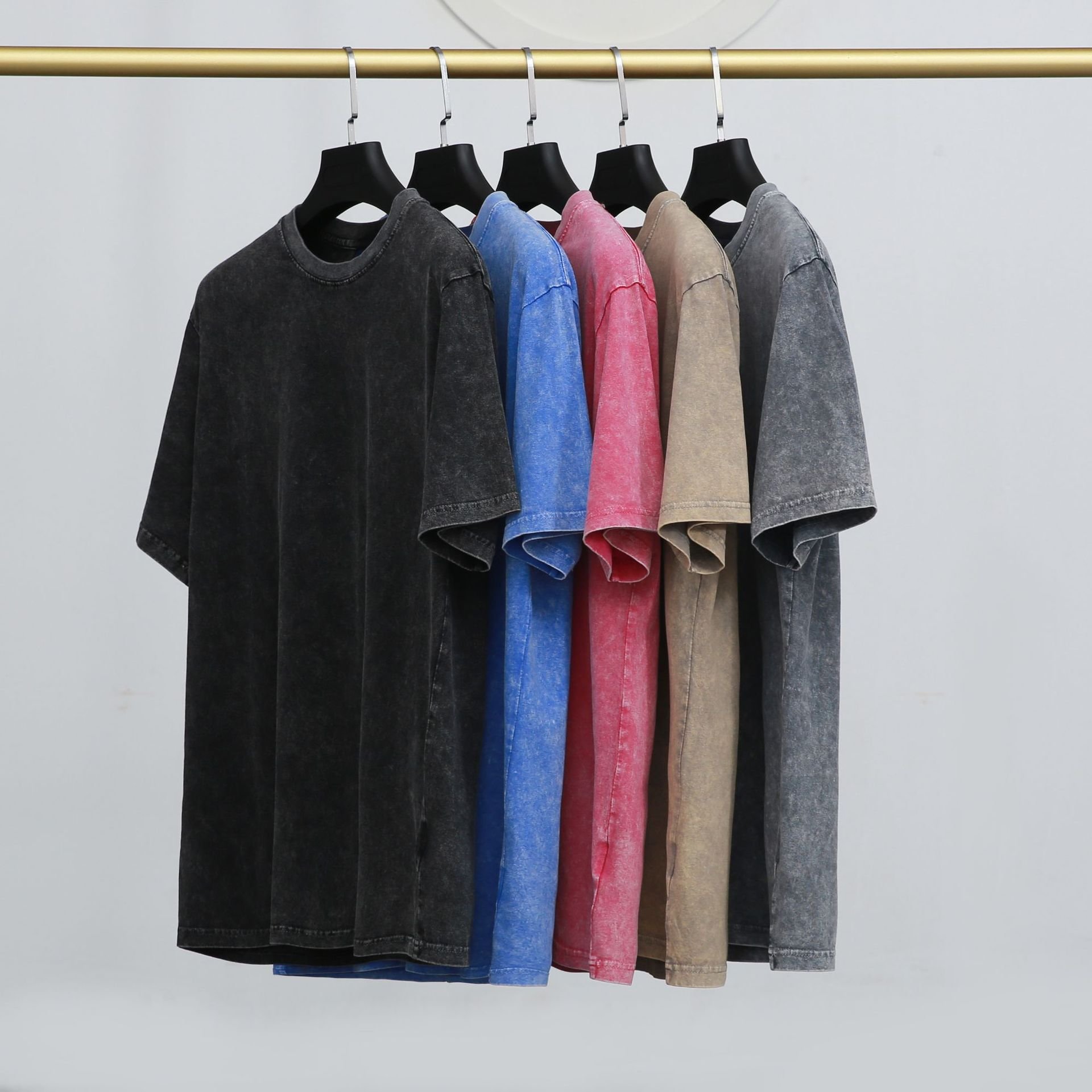 Wholesale 100%Cotton 250G Heavy Washed Solid Color T-Shirt plus size Men's Short Sleeve Oversize tshirt