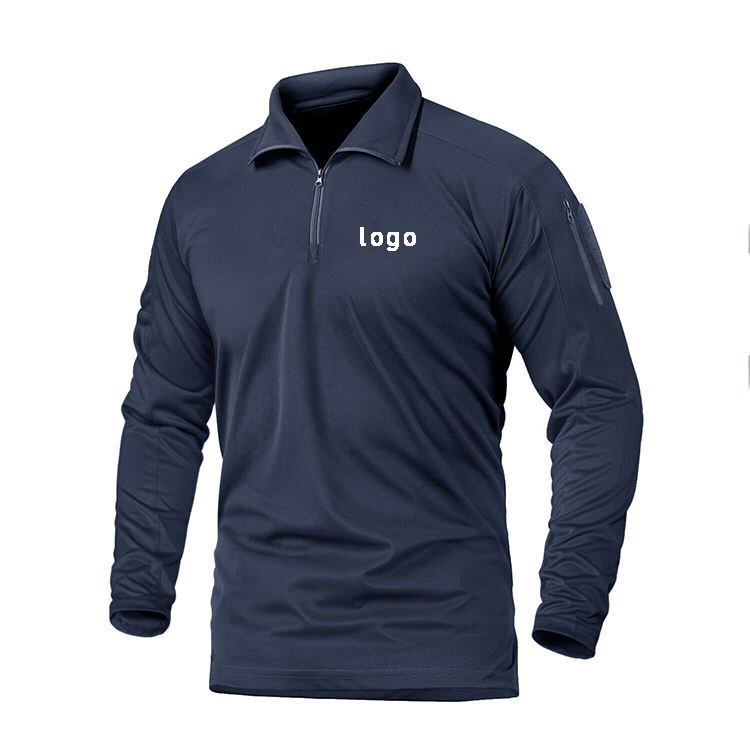 Custom Logo Unisex 1/4 Zipper Casual Long Sleeve Polo High Quality Work Clothes Uniform Custom Men's Polo Shirts