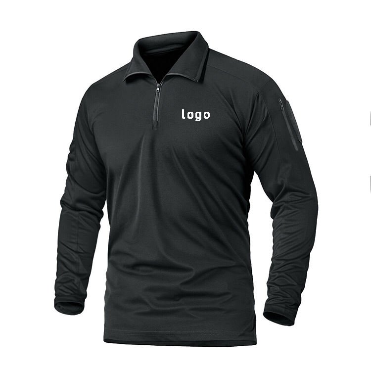 Custom Logo Unisex 1/4 Zipper Casual Long Sleeve Polo High Quality Work Clothes Uniform Custom Men's Polo Shirts