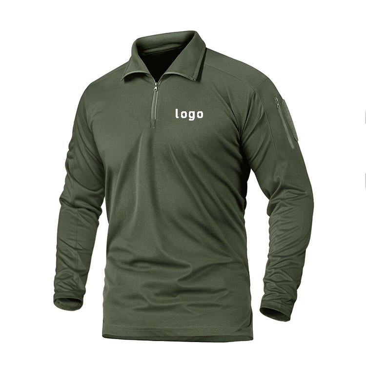 Custom Logo Unisex 1/4 Zipper Casual Long Sleeve Polo High Quality Work Clothes Uniform Custom Men's Polo Shirts