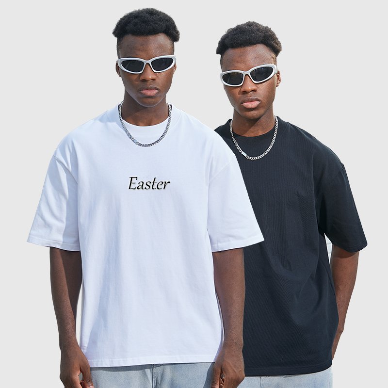 wholesale custom casual fashion clothing easter day logo pattern print plain cotton graphic t shirt for men