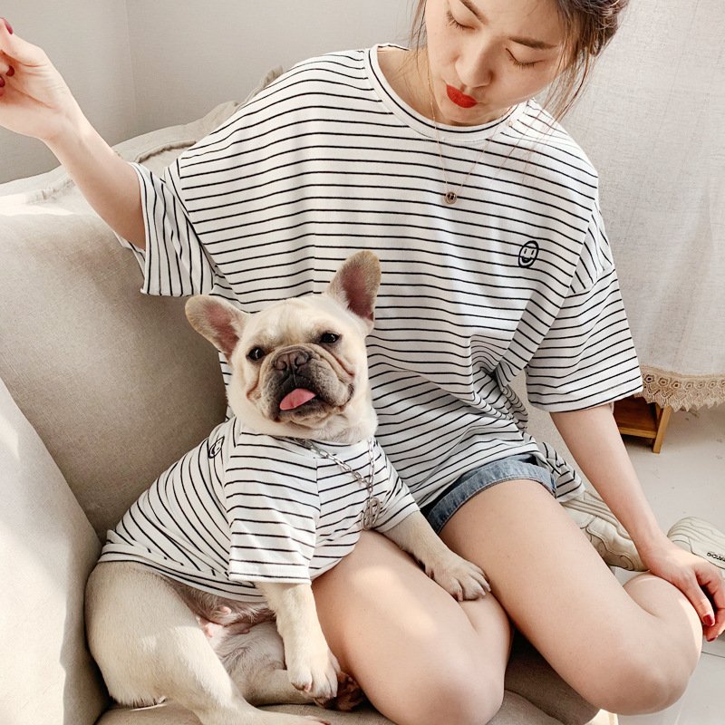 OEM ODM Factory low MOQ to custom logo Matching Dog And Owner T shirt Pet Clothes dog man t shirt women's clothing sets