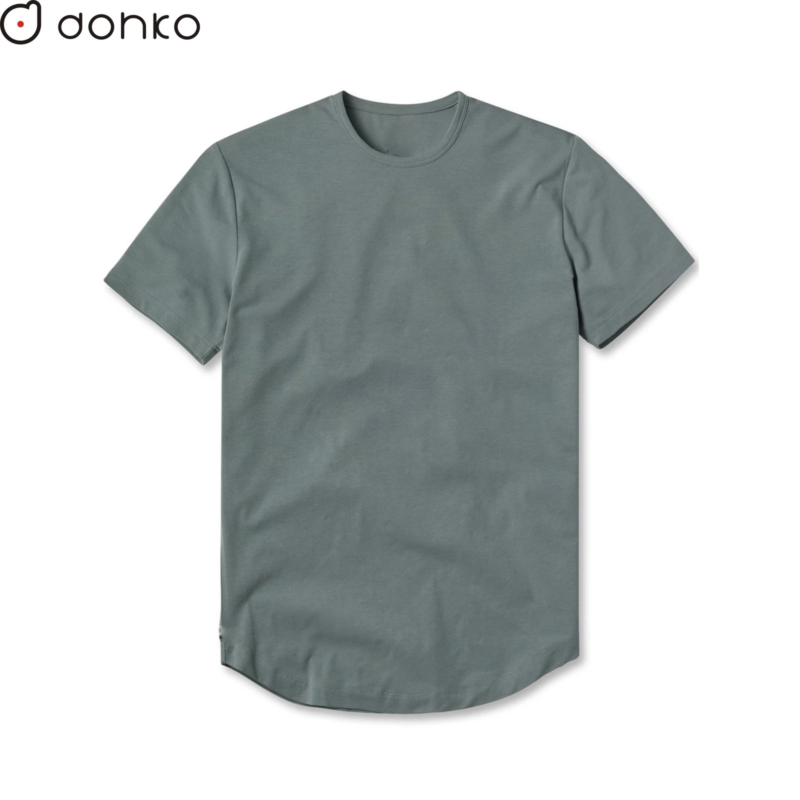 Custom Curve Hem Crew Neck Men's T-Shirt 100% Cotton Casual Short Sleeve Plus Size Compression Breathable Jersey & Spandex