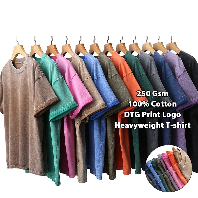 High Quality Custom Your Own Brand Logo Heavyweight T-Shirt Oversized Vintage Acid Washed T Shirt For Men
