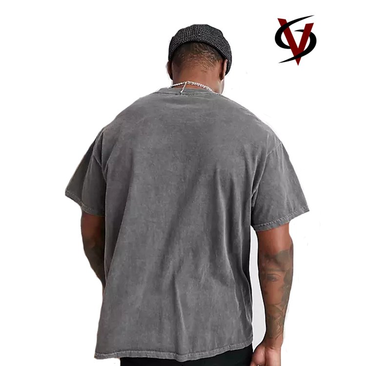 Loose Fit Heavyweight Cotton Drop Shoulder T-Shirt Vintage Plus Size Men's Tee Oversized Acid Wash T Shirts for Men