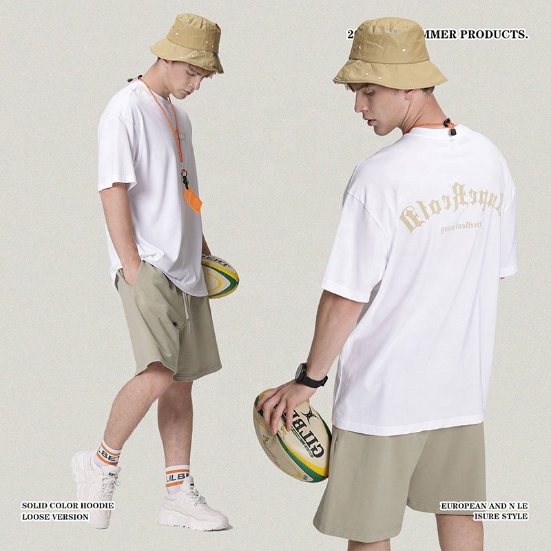 2023 Summer high street suede flocking letters printing men's t-shirts vintage heavyweight luxury drop shoulder t-shirt