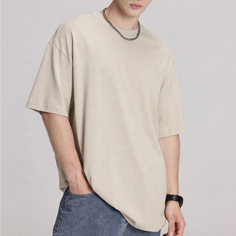 2023 Summer high street suede flocking letters printing men's t-shirts vintage heavyweight luxury drop shoulder t-shirt