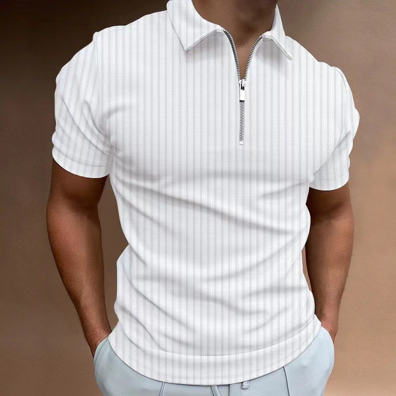 TONGYANG Summer Men's Solid Color Polo Shirt Short Sleeve Turn-Down Collar Zipper T-shirts for Men Casual Streetwear Male Tops